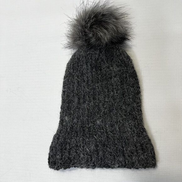Women’s Knit Ribbed Cuff Hat Pom Beanie Light Gray - Picture 4 of 6